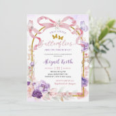 Roze Paarse Strik Coquette Tweeling Vlinder Kaart (Staand voorkant)