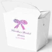 Roze paarse strik glans glitter bruids douche naam bedankdoosjes (Achterkant)