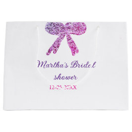 Roze paarse strik glans glitter bruids douche naam groot cadeauzakje