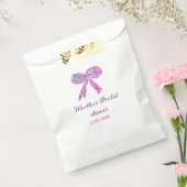 Roze paarse strik glans glitter bruidsfeest naam bedankzakje (Gezegeld)