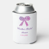 Roze paarse strik glans glitter bruidsfeest naam blikjeskoeler (Blikje Achterkant)