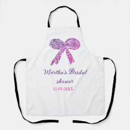 Roze paarse strik glans glitter bruidsmeisjes naam schort