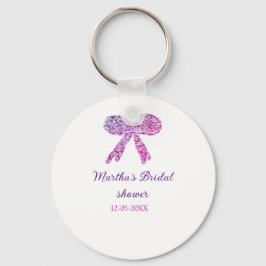 Roze paarse strik glans glitter bruiloft feest naa sleutelhanger