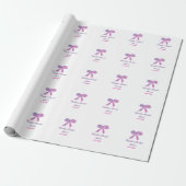 Roze paarse strik glans glitters bruiloft naam cadeaupapier (Uitgerold)