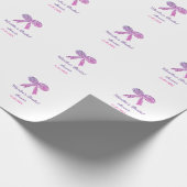 Roze paarse strik glans glitters bruiloft naam cadeaupapier (Hoek)