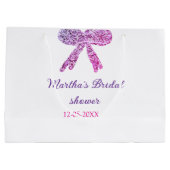 Roze paarse strik glans glitters bruiloft naam groot cadeauzakje (Achterkant)