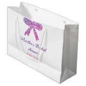 Roze paarse strik glans glitters bruiloft naam groot cadeauzakje (Voorkant Gekanteld)