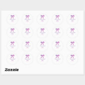 Roze paarse strik glans glitters bruiloft naam ronde sticker (Vel)