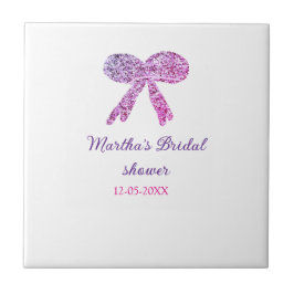 Roze paarse strik glans glitters bruiloft naam tegeltje