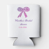 Roze paarse strik glinster glitter bruiloft feest  blikjeskoeler (Achterkant)