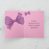 Roze Paarse Strik Verjaardag Kaart (Binnen)
