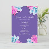 Roze Paarse Succulents Modern Fiesta Wedding Kaart (Staand voorkant)