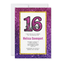 Roze & Paarse Sweet 16 Glitter Glamour Edelstenen