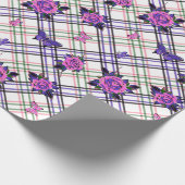 Roze Paarse Tattoos Rozen Vlinders Plaid Cadeaupapier (Hoek)