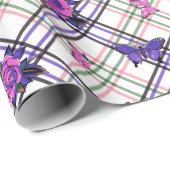 Roze Paarse Tattoos Rozen Vlinders Plaid Cadeaupapier (Rol Hoek)