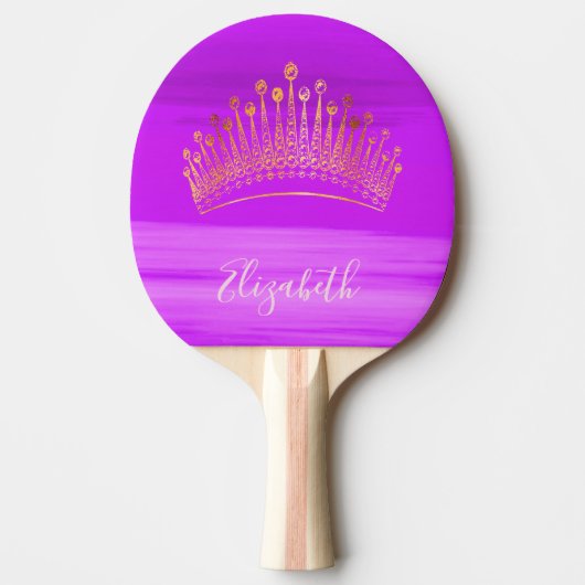 Roze paarse tiara crown girale naam tafeltennisbatje (Voorkant)