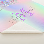 Roze paarse tiara crown monogram holografisch sherpa deken (3/4)