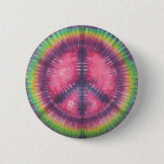 Roze & Paarse Tie Dye Peace Sign Flair Button (Voorkant)