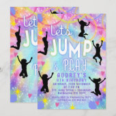 Roze Paarse Tie Dye Retro Jump and Play Verjaardag Kaart (Voorkant / Achterkant)