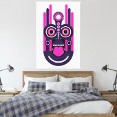 Roze Paarse Tiki Masker Canvas Afdruk (Insitu (Slaapkamer))