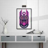 Roze Paarse Tiki Masker Canvas Afdruk