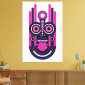 Roze Paarse Tiki Masker Canvas Afdruk (Insitu (Woonkamer))
