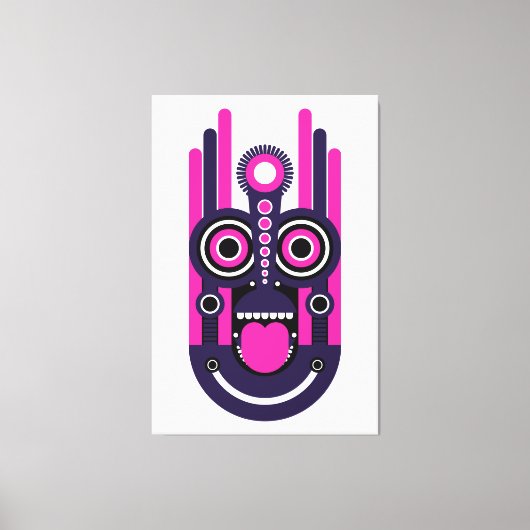 Roze Paarse Tiki Masker Canvas Afdruk (Voorkant)