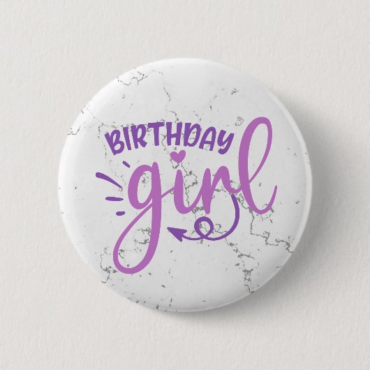 Roze Paarse Trendy Birthday Girl Ronde Button 5,7 Cm (Voorkant)