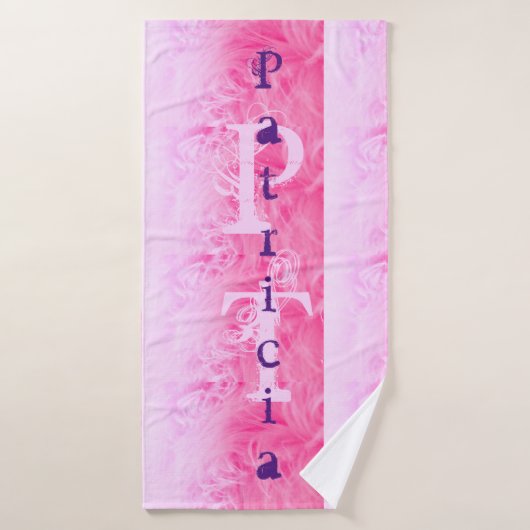 Roze Paarse trendy stijlvolle moderne naam Monogra Badhanddoek (Badhanddoek)