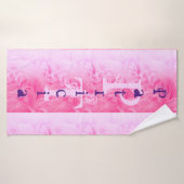 Roze Paarse trendy stijlvolle moderne naam Monogra Badhanddoek (Badhanddoek)
