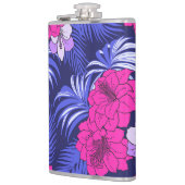 Roze & Paarse Tropical - Een fel hibiscus ontwerp Heupfles (Links)