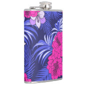 Roze & Paarse Tropical - Een fel hibiscus ontwerp Heupfles (Rechts)