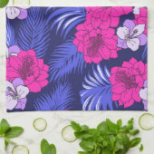 Roze & Paarse Tropical - Een fel hibiscus ontwerp Theedoek (Gevouwen)