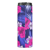Roze & Paarse Tropical - Een fel hibiscus ontwerp Thermosbeker (Achterkant)