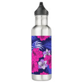 Roze & Paarse Tropical - Een fel hibiscus ontwerp Waterfles (Rechts)