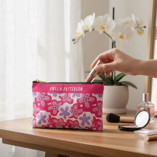 Roze Paarse Tropische Bloemige Persoonlijke Naam Etui