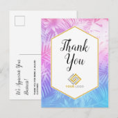 Roze Paarse Tropische Dank U Logo Zakelijk Briefkaart (Voorkant / Achterkant)