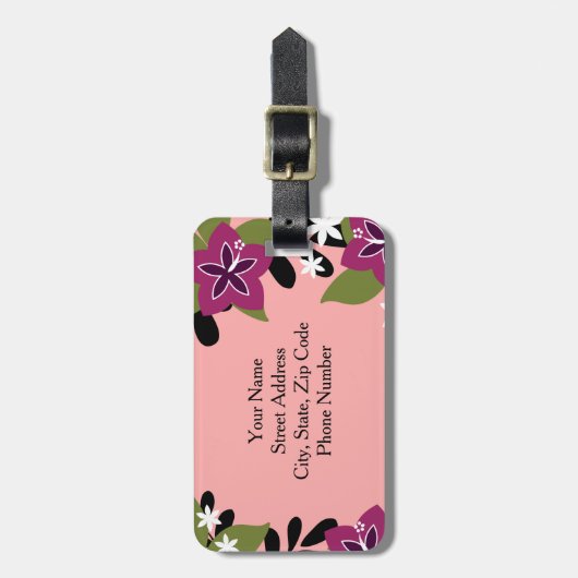 Roze Paarse Tropische Hibiscus Flowers Bagagelabel (Voorkant verticaal)
