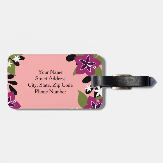 Roze Paarse Tropische Hibiscus Flowers Bagagelabel (Achterkant horizontaal)