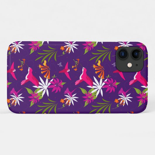 Roze Paarse Tropische Hummingbird gevild Case-Mate iPhone Case (Achterkant (horizontaal))