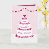 Roze & paarse Trouwtaart Felicitatiekaart Kaart (Gele Bloem)