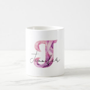 Roze Paarse Trui Letter J Namen Koffiemok