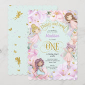 Roze Paarse tuin, vaardig bos Invitat Kaart (Voorkant / Achterkant)