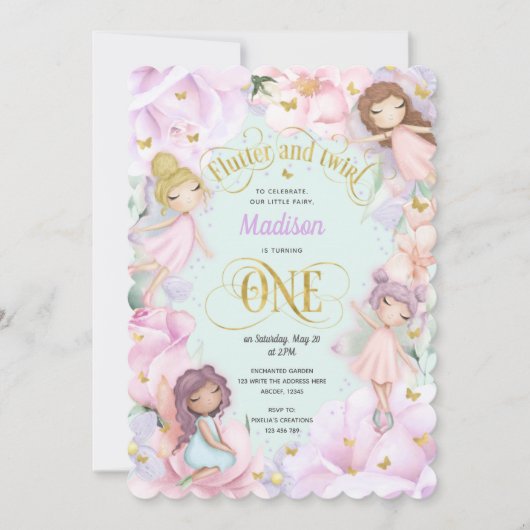 Roze Paarse tuin, vaardig bos Invitat Kaart (Voorkant)