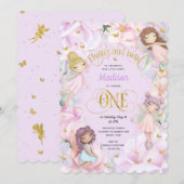 Roze Paarse tuin, vaardig bos Invitat Kaart (Voorkant / Achterkant)