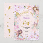 Roze Paarse tuin, vaardig bos Invitat Kaart (Voorkant / Achterkant)