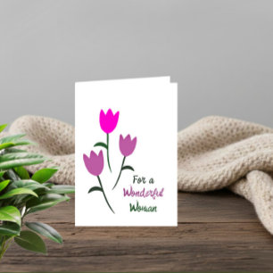 Roze & Paarse Tulpen Moederdag Feestdagen Kaart