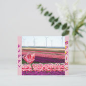 Roze Paarse Tulps Field Happy Spring Briefkaart (Staand voorkant)