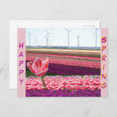Roze Paarse Tulps Field Happy Spring Briefkaart (Voorkant / Achterkant)