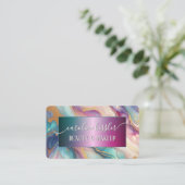 Roze Paarse Turquoise Blauwgroen Blauw Goud Gemarm Visitekaartje (Staand voorkant)